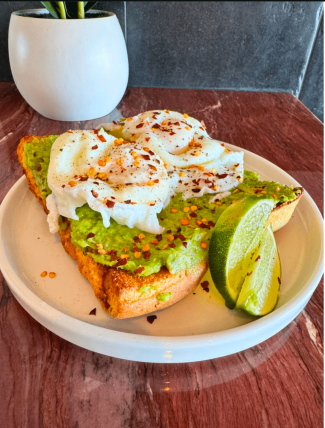 avocado toast breakfast on Anna Maria 5350 avocado toast w poached eggs